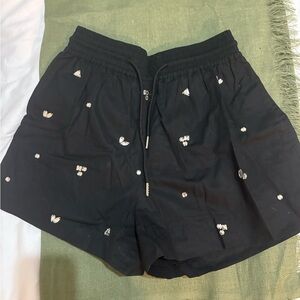 Sandro Embellished Black Women's Shorts